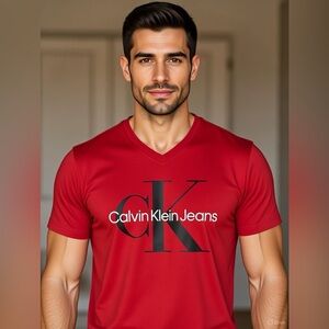 Calvin Klein Red Graphic  Tee